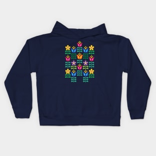 Scandi Rainbow Folk Art Flowers Kids Hoodie